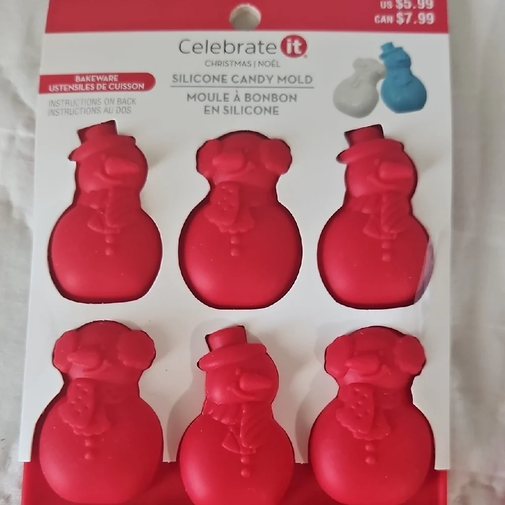 Celebrate It Festive Red Snowman Silicone Mold Set Of 2